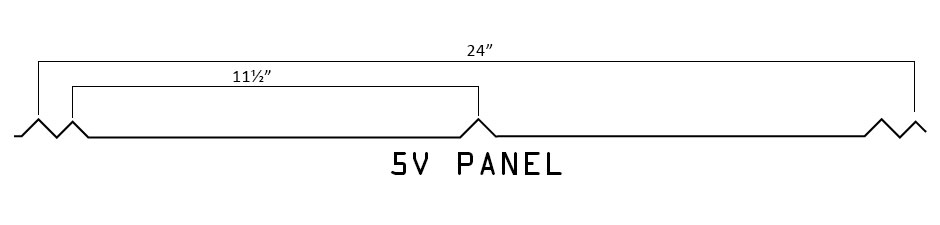 Metal roofing panel 5V profile