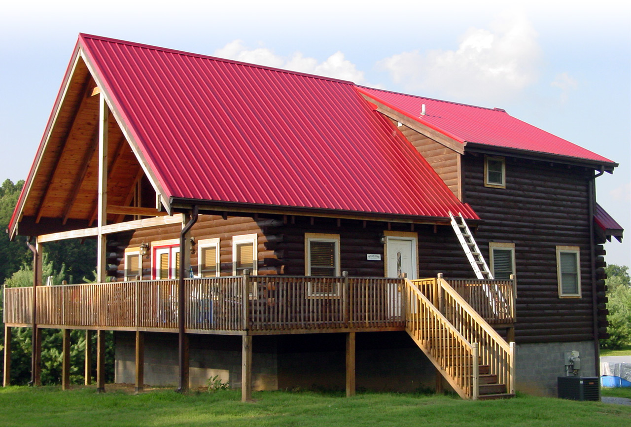 A-frame red metal roof in greeneville