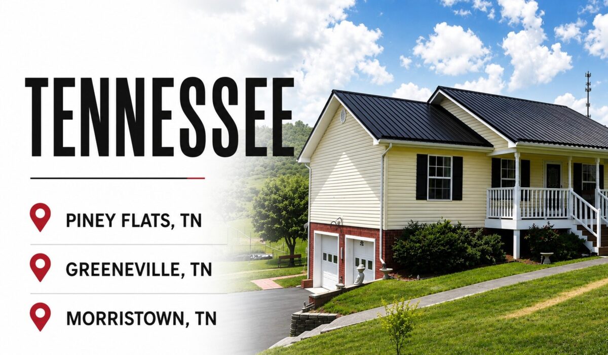 Tennessee metal roofing locations featuring Lyon Metal Roofing & Home Supply serving Piney Flats, Greeneville, and Morristown, TN with residential metal roofing, standing seam roofs, and metal roofing materials.