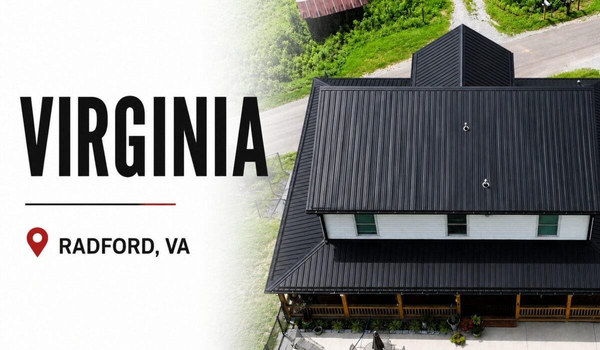 Virginia metal roofing supplier in Radford, VA featuring a home with premium exposed fastener metal roofing panels manufactured by Lyon Metal Roofing & Home Supply.
